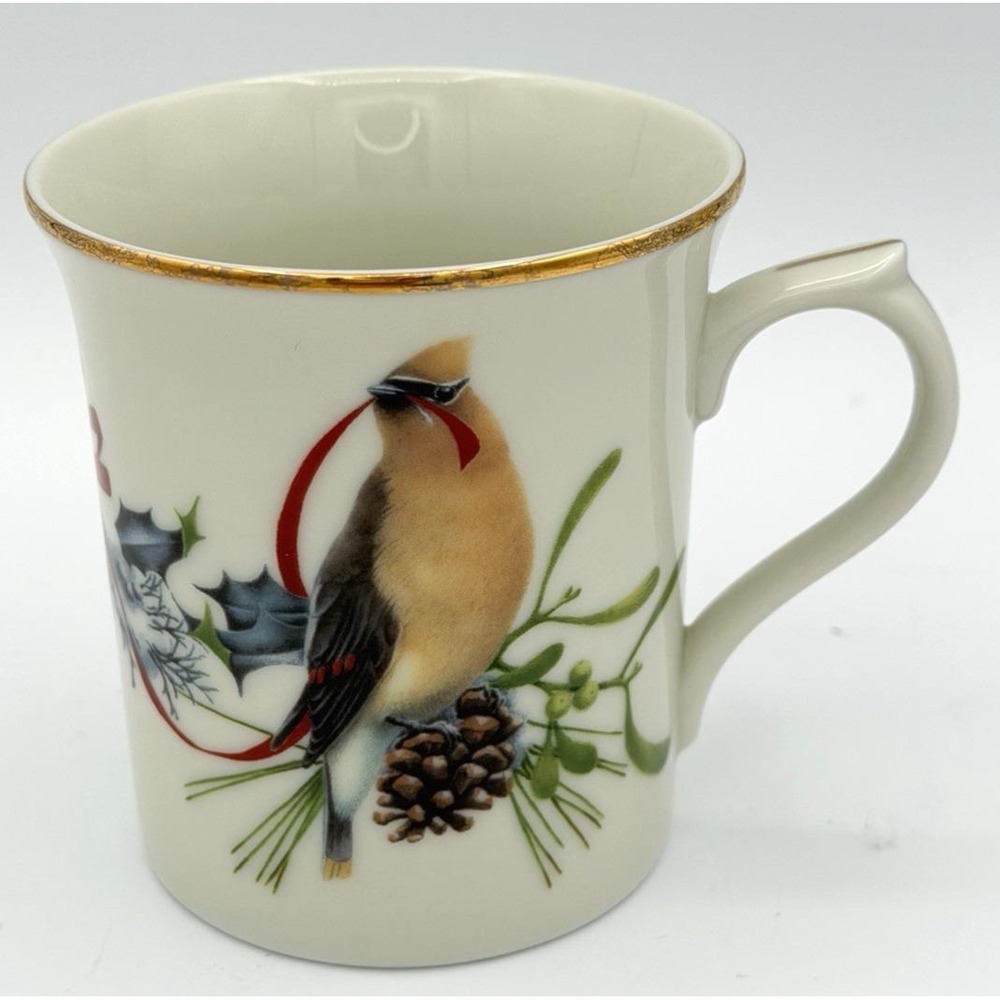 Lenox Winter Greetings Cedar Waxwing and Dark Eyed-Junco Mug Christmas 1995